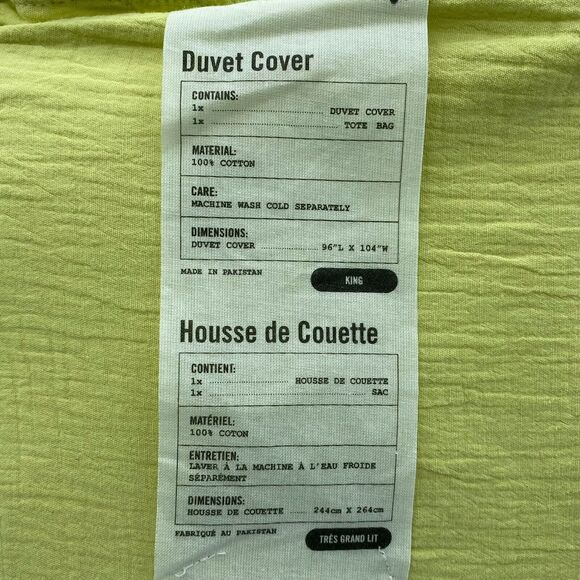 Urban Outfitters UO Home Duvet Cover 96"x104" King Mint Green 100% Cotton NWOT - Picture 2 of 11